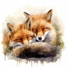 Watercolor Fox Painting Art Print 8×11 inch