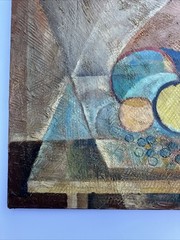 MID CENTURY PAINTING CUBIST CUBISM MODERNISM MYSTERY ABSTRACT LARGE 1960’S OIL