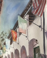 Watercolor Original Painting 11″ x 15″ A Walk Through Santa Barbara NOT A PRINT