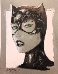 Catwoman Original Signed Painting by Johnny Lonzo Blaylock D.C. Comics Batman