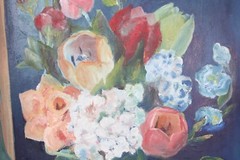 Hard Edge Impressionist 24×18 Still Life N. Pagel 50’s Painting Masonite Board