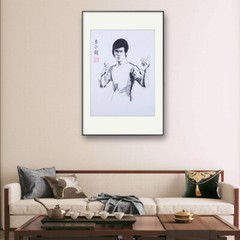 Artwork Chinese Kung Fu Bruce Lee Hand Painted Brush ink watercolor painting