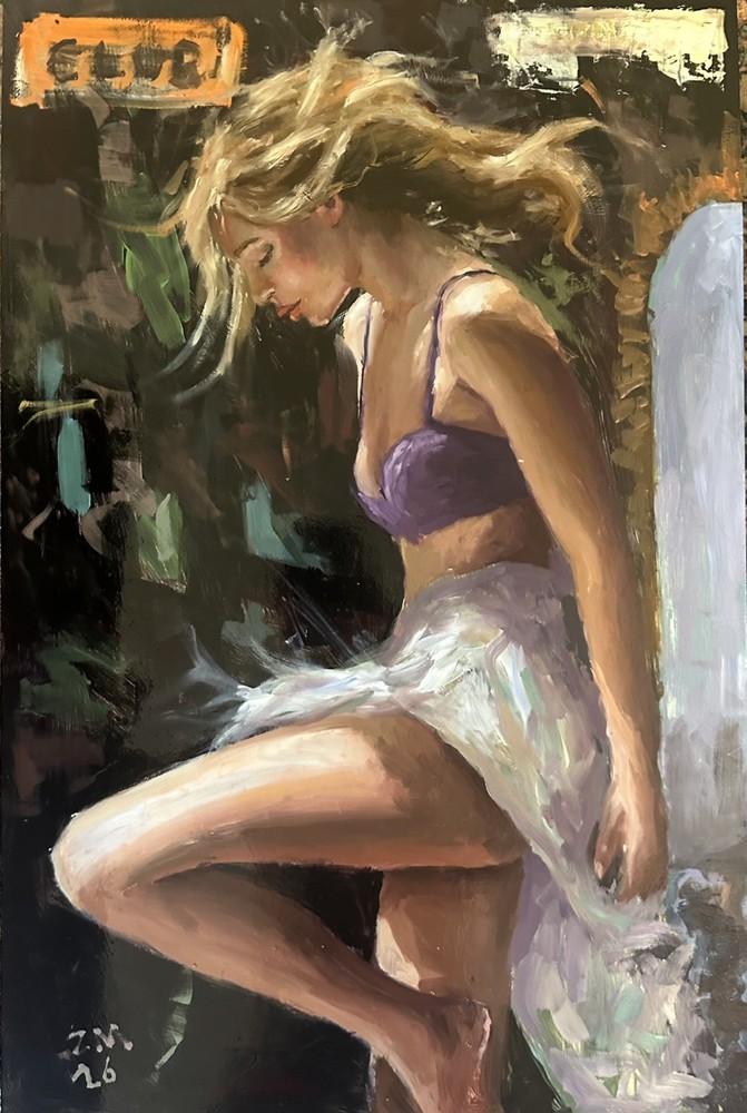 Original Dancing Woman – Figurative Oil on Board, Ready to Hang 16x24inches