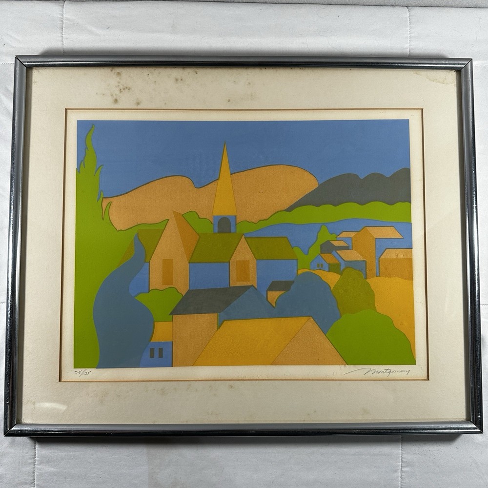 Bob Montgomery Signed Mid Century MCM Abstract Modern 1960s Serigraph Art 75/125