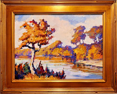 American Southwest Landscape Original Oil Painting Sunset in Gold Leaf Frame