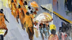 Landscape Oil Painting Modernist City Landscape Cityscape People Expressionist