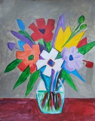 Abstract/Impressionism 11×14 Spring Flower Pot Handmade Colorful Art Painting