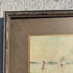 Antique Painting Maritime Nautical 1901 SIGNED Watercolor Wall Art 22×16 Framed