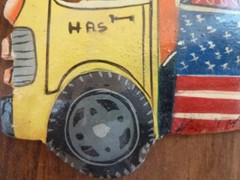 Signed Mario Normil Hand Painted Metal Haitian Bus Wall Hanging “ GOD FOR US“