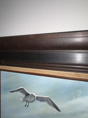 Vintage Seagull Coastal Landscape Painting – Signed Canvas – Rustic Nautical Art