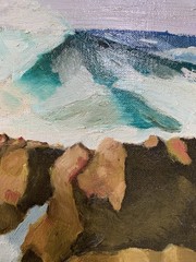 Vintage M. Dumont (Marcel Dumont?) Oil Painting Ocean Waves On Rocks Nautical