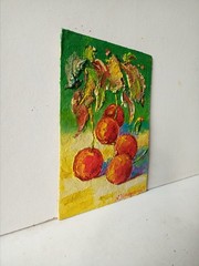 Cherries Impasto Painting Original Art Impression Oil Painting 7 x 5 in