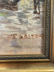 Johnny Gaston City Scene W/Carriges Oil Painting Framed Signed ￼15 1/4x 20 1/4 T