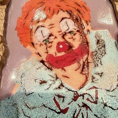 Vtg COA Art Enamel on Copper, Manor Signed, The Clown, Baroque Brass Gold Frame