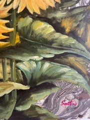 Sunflowers – Original oil painting on canvas, 23 1/4”x27 1/4”