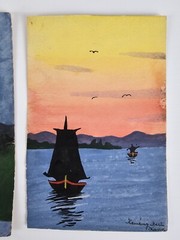 2x Antique 1921 Original Illegibly Signed Watercolor Paintings 5.5×3.75 Europe