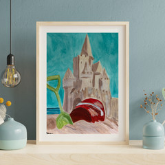 Abstract Expressionism Acrylic Art on 9×12 Paper – Sandcastle