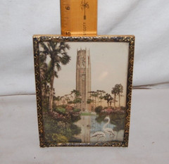 Hand Painted Watercolor Brass Framed Easel Singing Tower Gardens in Florida