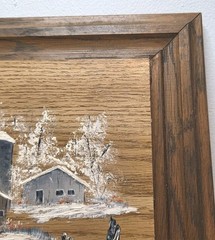 Winter Barn Landscape on Wood Rustic Farmhouse Cozy Cabin Vintage Wall Art Decor