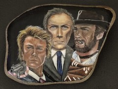 Hand Painted Art Rock Tribute To Clint Eastwood By Anne Bodenburg