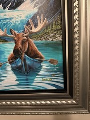 Michael Godard – Moose Kayaking – Alaska Series – Embellished – Numbered to 200
