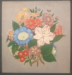 Antique VICTORIAN Still Life FLOWERS HyperRealism Anemone & MAGNOLIA Painting