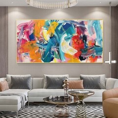 Modern Palette Knife Texture Colorful Abstract Wall Art Oversize Oil Painting#06