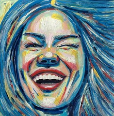 ORIGINAL Oil Acrylic Picture Painting Portrait Woman Abstract Painting Modern HAND PAINTED