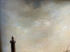 Andree Ruellan Woman Artist East Coast US Harbor Scene Oil Painting on Canvas