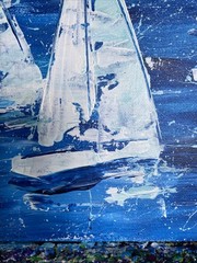 Sailing Boats,paintings on canvas Panel original 8/10, Abstract Seascape