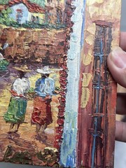Original Oil Painting Village Street On Board 9” X 5.5” Incredible
