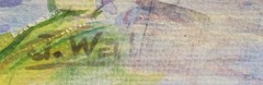 ANTIQUE FINE SIGNED 1920S 30S MODERNIST CITYSCAPE WATERCOLOR PAINTING LANDSCAPE