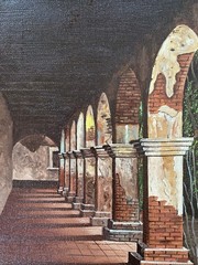 EUGENE SCHMIDT 11×14 PAINTING ARCHWAYS OF MISSION SAN JUAN CAPISTRANO