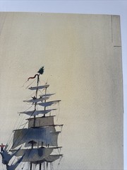 Rex Brandt Painting Nautical Boat Ship Sea Seascape Listed Famous Vintage Coast