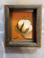 **SALE** VTG Oil Hand Painted Cotton Bowl Deep Frame Gold & Brown 7 1/4 x 6 1/4