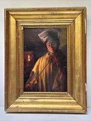 19TH CENTURY PAINTING MUSICIAN ANTIQUE PORTRAIT 1880’S MYSTERY EVENING MUSIC