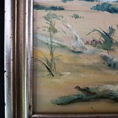 Maine Artist Carol Sebold Original Oil On Canvas- Driftwood On Sand Dune- 8″x6″