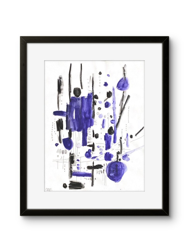 Original Neo Expressionism Art 11×14 Bright Abstract Geometric Pop Painting Pape