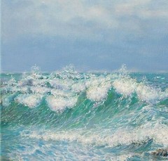 Anastasia Woron :“ Atlantic Tenerife “ -óleo Original Signed (13 13/16×10 5/8in