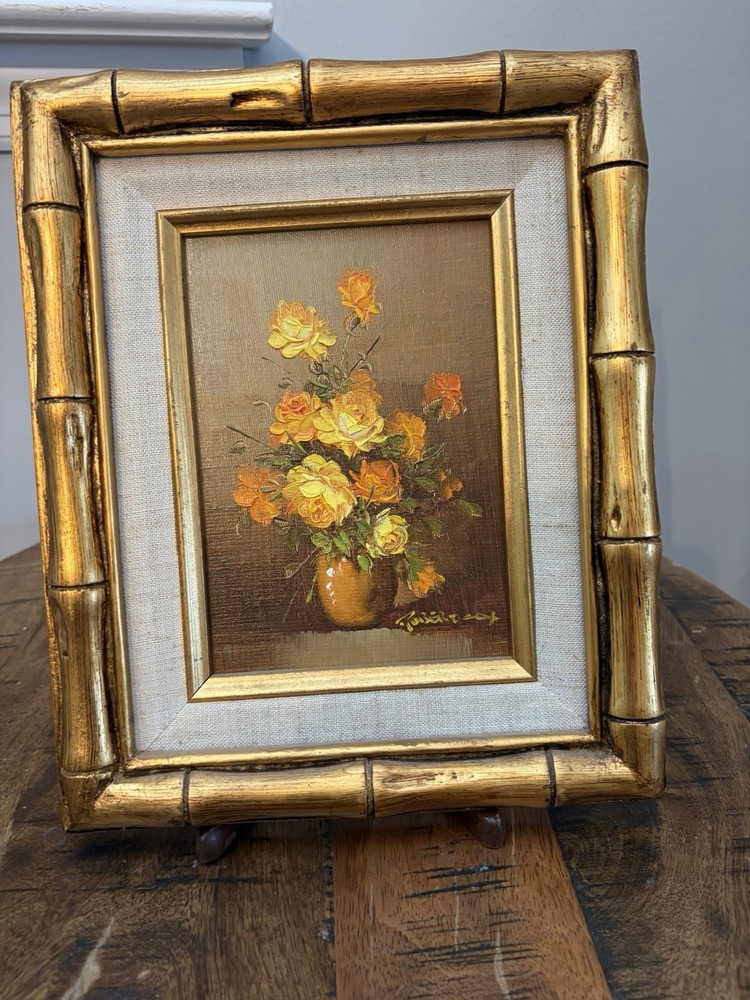 Robert Cox Original Canvas Oil Painting Floral Signed Framed 9”x11