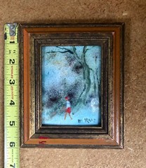MAX KARP Original Enamel on Copper Artwork Signed Framed 5″ x 6″