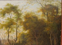 Romantic landscape probably Italy antique oil painting Baroque on tin