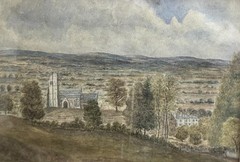 ANTIQUE WATERCOLOUR PAINTING Genuine British Primitive Landscape c1860 BEAUTIFUL
