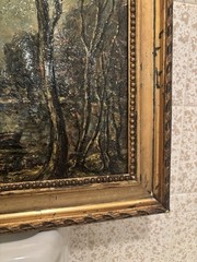 FRENCH Landscape Paper to Board SIGNED Framed 15 X 11