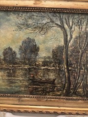 FRENCH Landscape Paper to Board SIGNED Framed 15 X 11