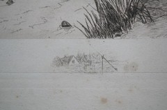 Antique George William Bohde Signed Country Farmhouse Landscape Etching 32″