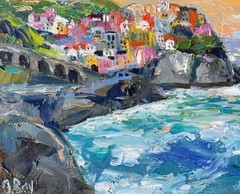 Manarola Painting Original Art Impasto Oil Painting Cinque Terre Art signed