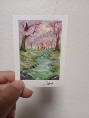 ACEO Art Card Original Watercolor Landscape Painting Signed By Artist