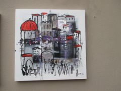 Acrylic picture city 2 Italy 60x60x3 cm orig. Atelier Düsseldorf Mixed Media Painting
