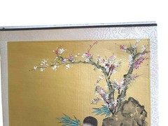Asian Watercolor on Silk Paper Vintage Oriental Painting, Landscape & Boys